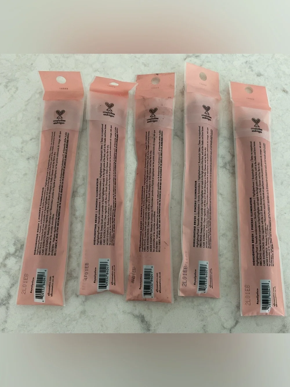 NIB Lot of 5 e.l.f. Highlighting Brushes #84041 Vegan Cruelty Free